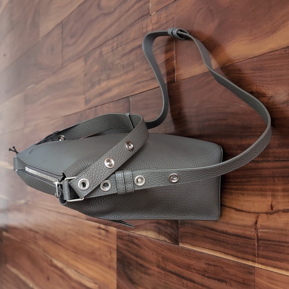 All Saints Kita Leather Stormy Grey Double Strap Crossbody Bag Nwt ❤️ - Picture 7 of 12